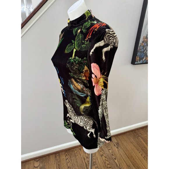 MONSE Long Sleeve Graphic Print Velvet Cocktail Mini Dress Size 2 - Picture 8 of 9